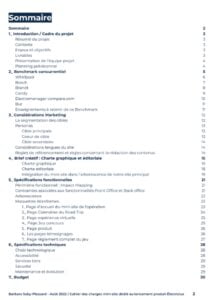 Sommaire cahier des charges site web