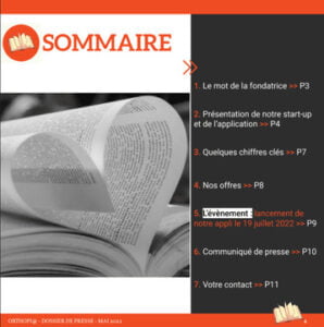 Exemple de sommaire d'un dossier de presse